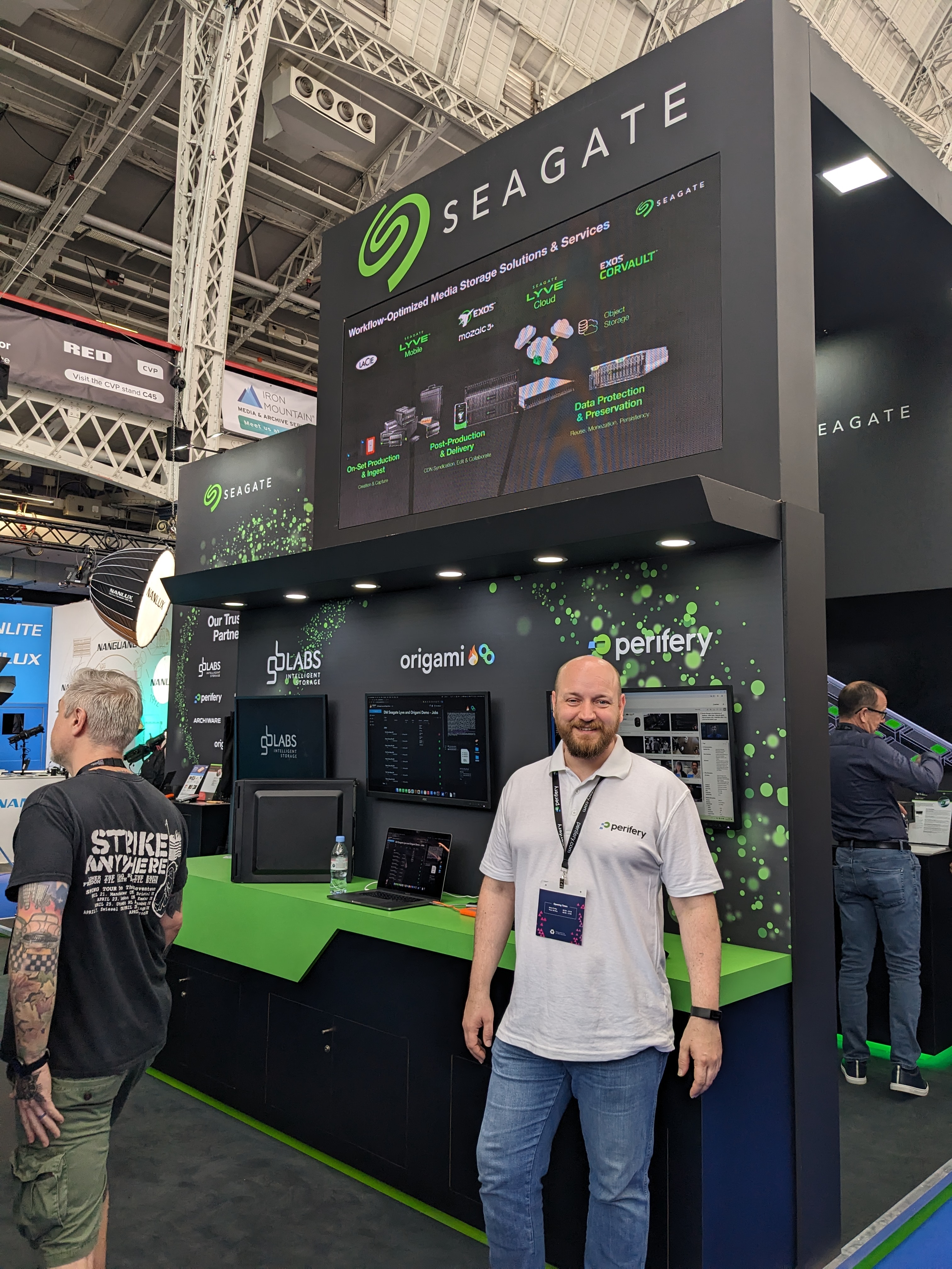 Nick poses at the Seagate Partner booth MPTS 2024