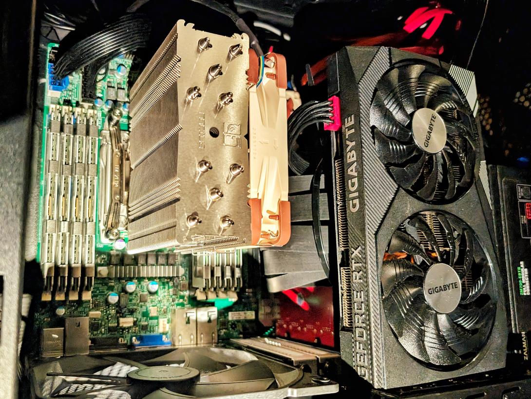 Proof of Concept, a 12GB VRAM GPU on a Riser to allow for better airflow.